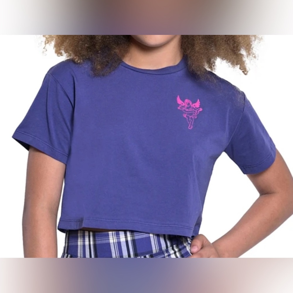 With Jules - Blue Kids Tee with Pink Design